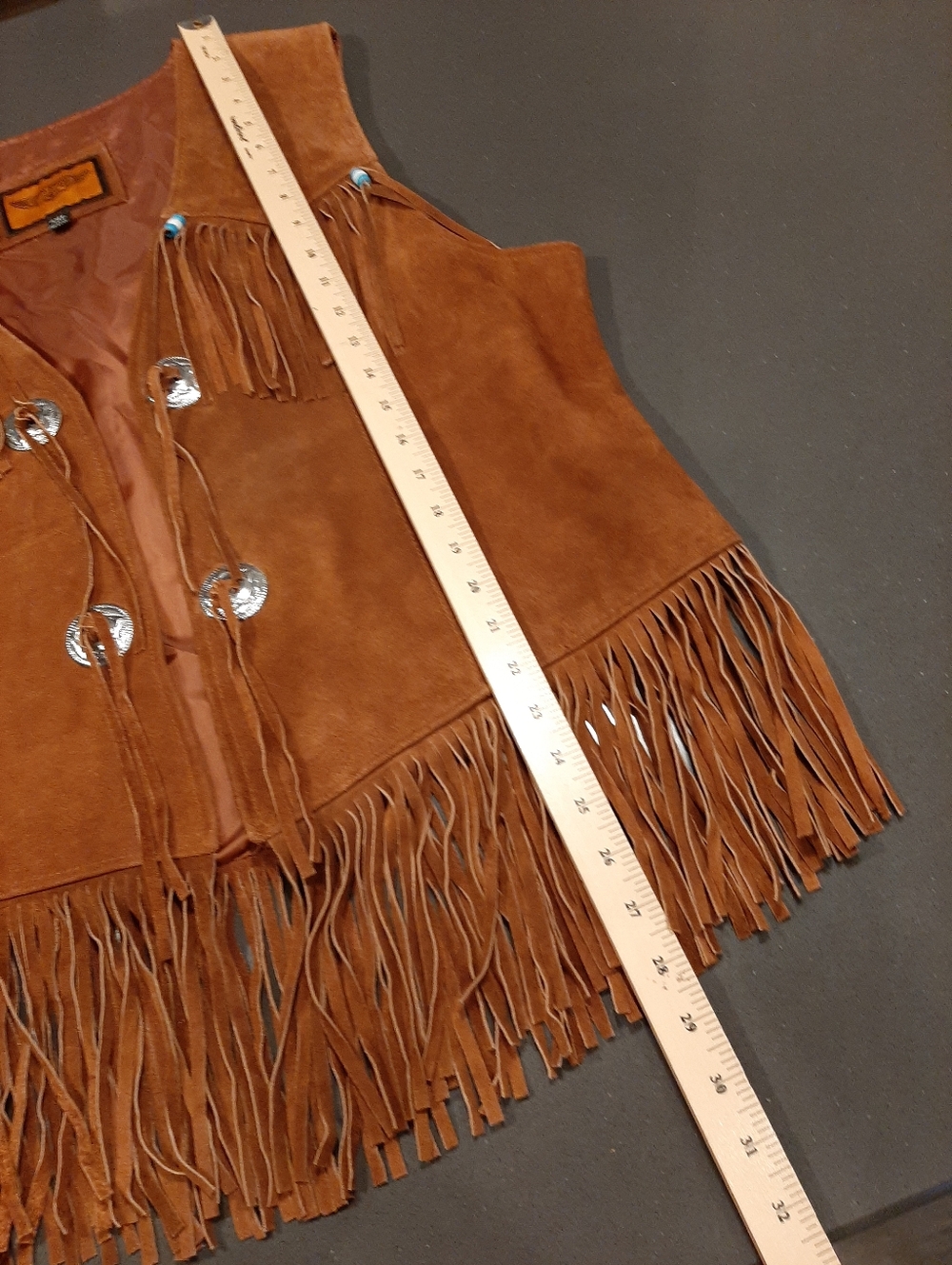 Dream Apparel Brown Suede Fringe Vest Western Concho Beaded Boho Women’s XL 1X - Picture 9 of 12